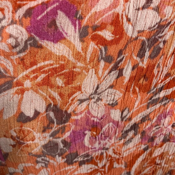 Torrid coral orange white pink floral lace up crinkle maxi dress size 1 or 1X - Picture 7 of 16